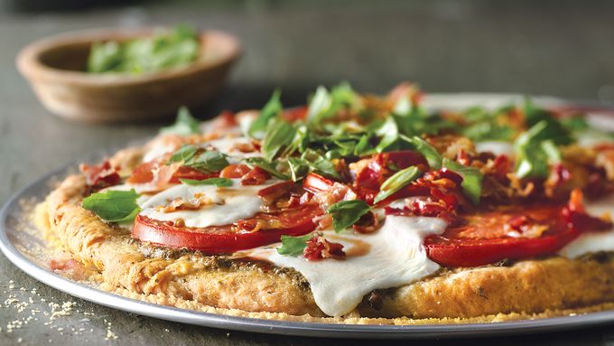 Caprese Pizza with Crispy Pancetta