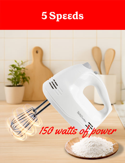 Betty Crocker 5-Speed Hand Mixer, 150 Watts Power