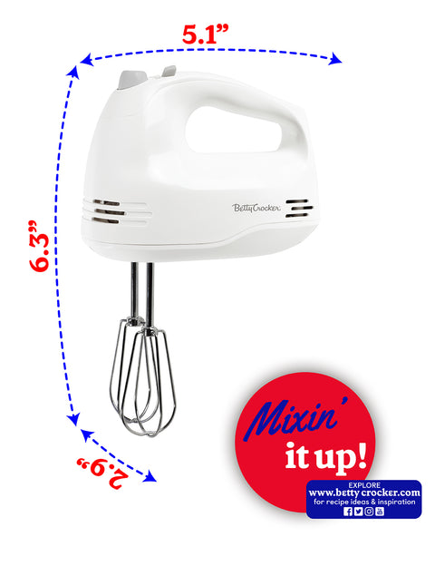 Betty Crocker 5-Speed Hand Mixer, 150 Watts Power