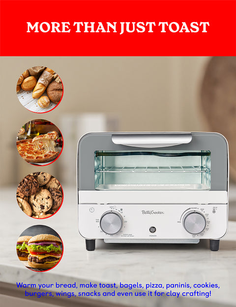 Betty Crocker Mini Toaster Oven, Compact Countertop Oven