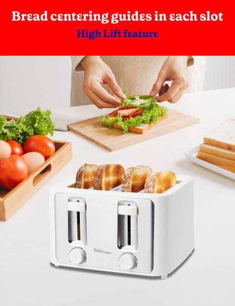 Betty Crocker 4-Slice Toaster, 1500W