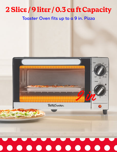 Betty Crocker 9L Toaster Oven, 2-Slice Toaster