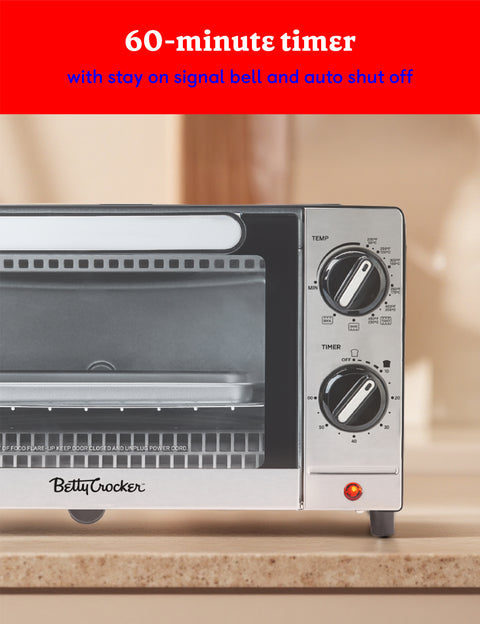 Betty Crocker 9L Toaster Oven, 2-Slice Toaster